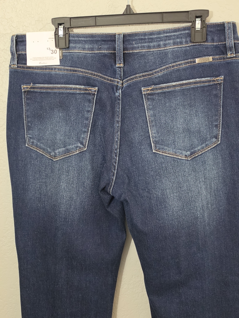 KanCan Kennedy Dark Wash Distressed Flare Jeans Mid Rise Stretchy Womens 13/30 - Picture 8 of 12